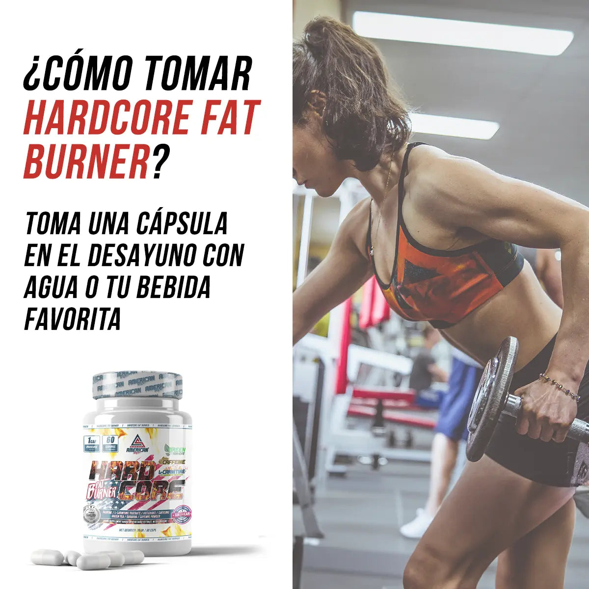 American Suplement Hard Core Fat Burner 60 capsule – termogenico con caffeina ed estratti vegetali