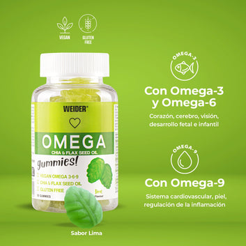 Weider Omega Gummies 50 gummies al lime – omega 3-6-9 vegetali