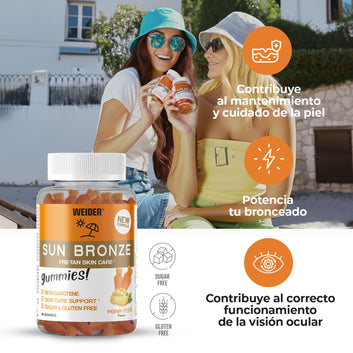 Weider Sun Bronze 40 gummies mango e pesca – integratore con vitamina A e beta-carotene