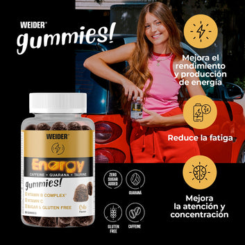 Weider Energy Gummies Cola 80 gummies – caramelle gommose con caffeina e guaranà