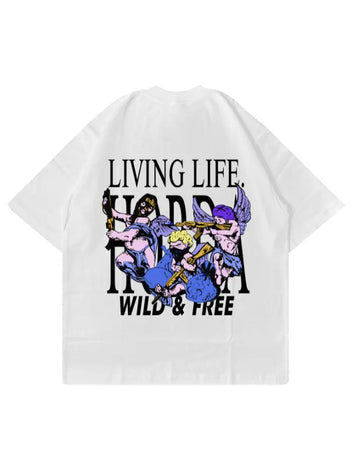 T-shirt Boxy Fit Wild and Free 100% Cotone Made in Italy