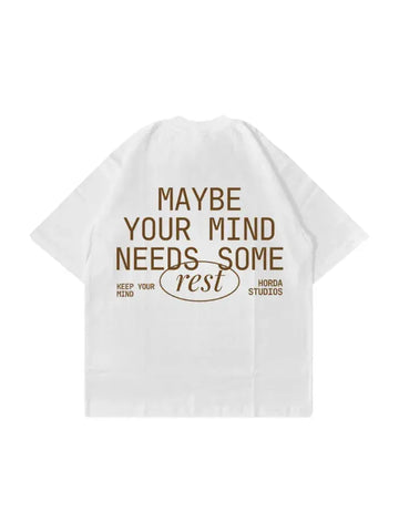 T-Shirt Bianca Rest Boxy Fit 100% Cotone | Horda Brand