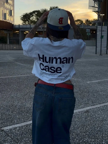 T-Shirt Donna Human Case Boxy Fit Cropped 100% Cotone Made in Italy