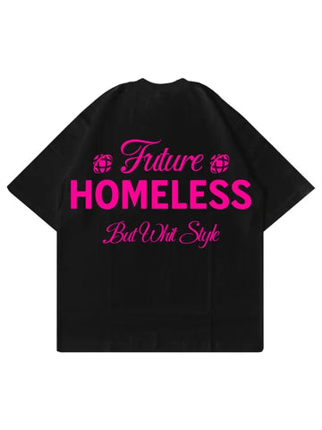 T-Shirt Nera 100% Cotone - Homeless - Made in Italy