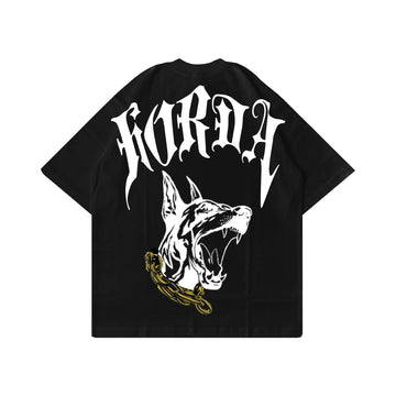 T-shirt Nera Boxy Fit Gotic Dog 100% Cotone Made in Italy