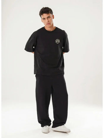 T-shirt Nera Signature Boxy Fit 100% Cotone Italiano Made in Italy