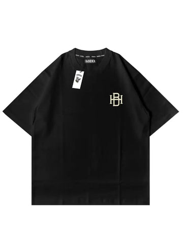 T-shirt Nera Signature Boxy Fit 100% Cotone Italiano Made in Italy