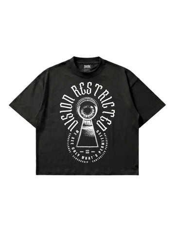 T-shirt Nera Boxy Fit 200gsm "Vision Restricted" | Horda® Eye Graphic