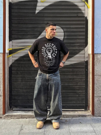 T-shirt Nera Boxy Fit 200gsm "Vision Restricted" | Horda® Eye Graphic
