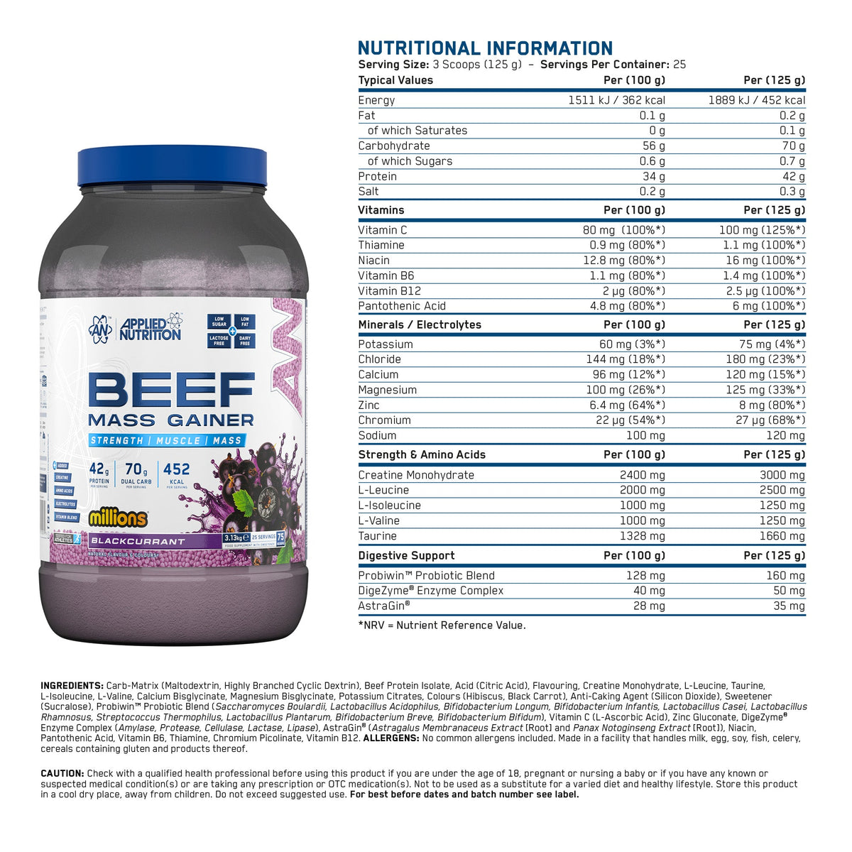 Applied Nutrition Beef Mass Gainer 3,13 kg – gainer con proteine di manzo