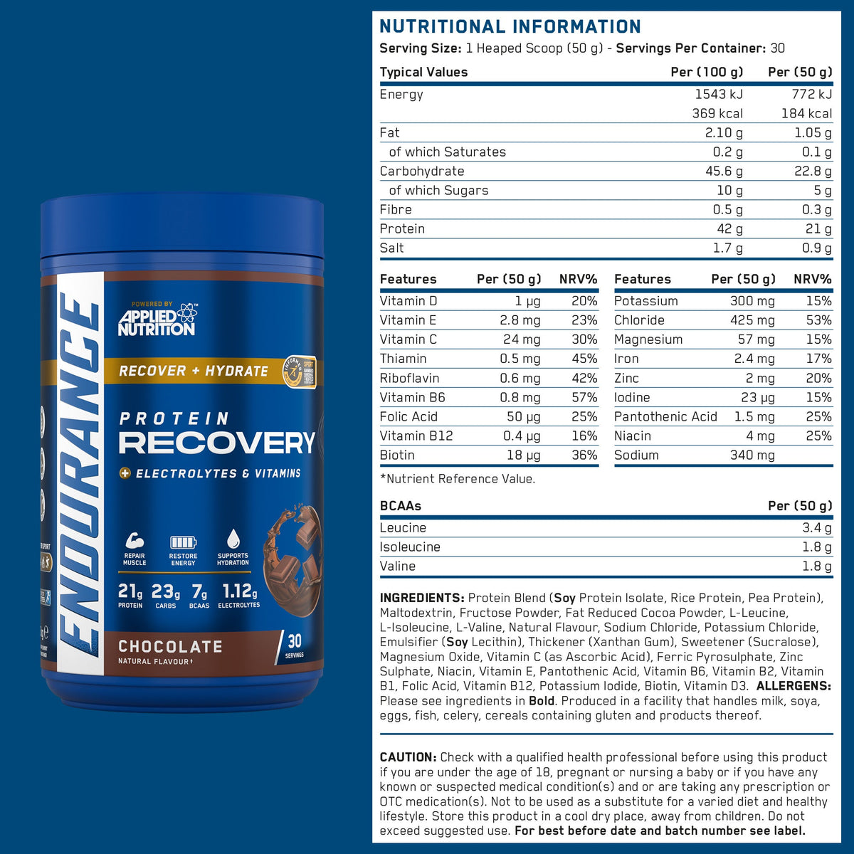 Applied Nutrition Endurance Protein Recovery 1,5 kg – drink di recupero vegano