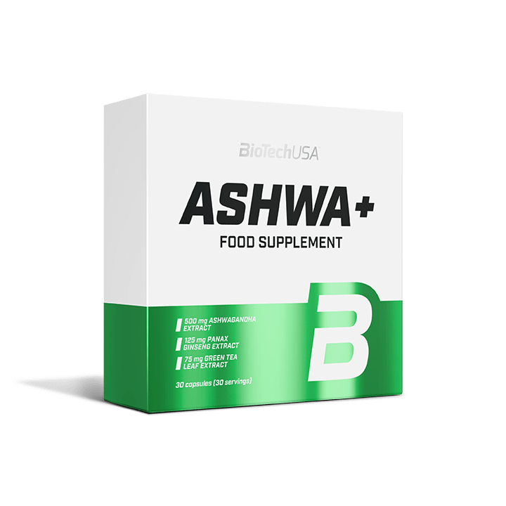 BioTechUSA Ashwa+ 30 megacapsule – ashwagandha, Panax ginseng e tè verde