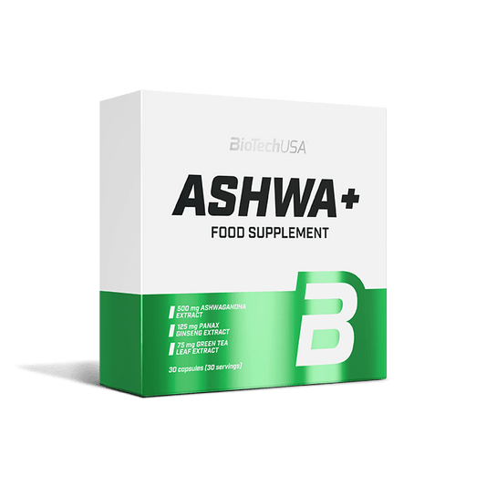 BioTechUSA Ashwa+ 30 megacapsule – ashwagandha, Panax ginseng e tè verde