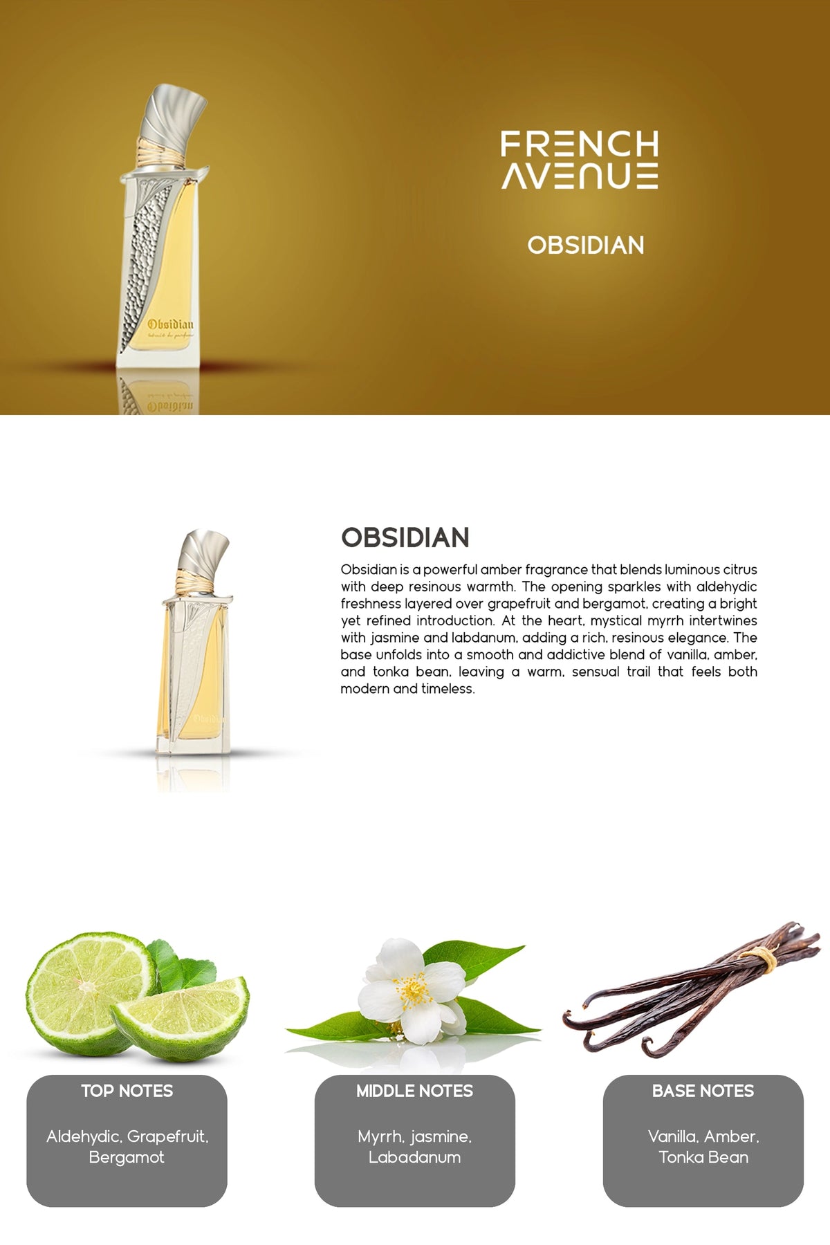 French Avenue Obsidian Eau de Parfum 100 ml – profumo arabo unisex