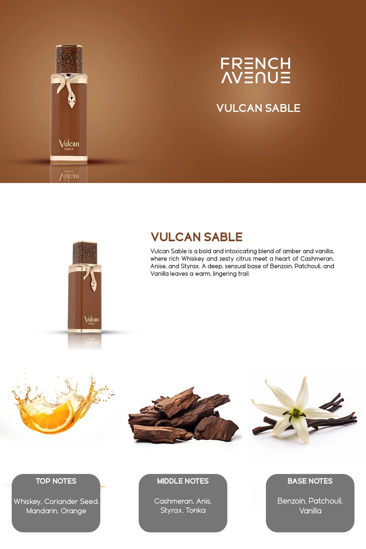French Avenue Vulcan Sable Eau de Parfum 100 ml – profumo arabo unisex