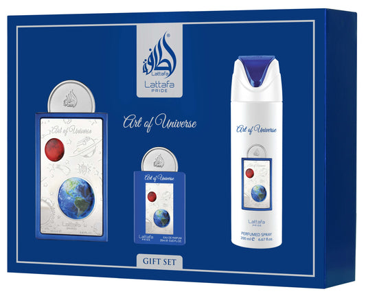 Lattafa Pride Art of Universe cofanetto EDP 100 ml + 20 ml + deodorante 200 ml – profumo arabo unisex