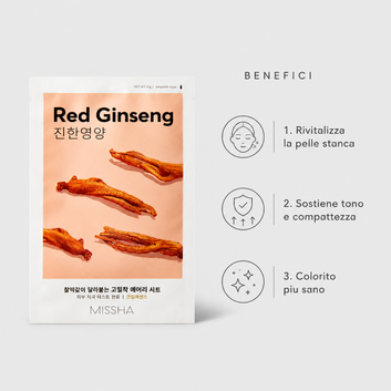Missha Airy Fit Sheet Mask Red Ginseng – Maschera Viso Rivitalizzante 19g