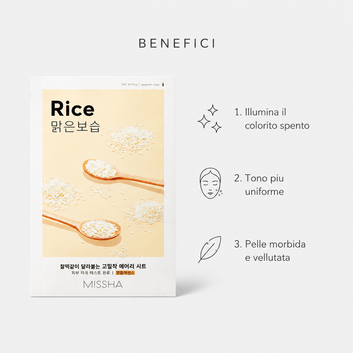 Missha Airy Fit Sheet Mask Rice – Maschera Viso Illuminante 19g