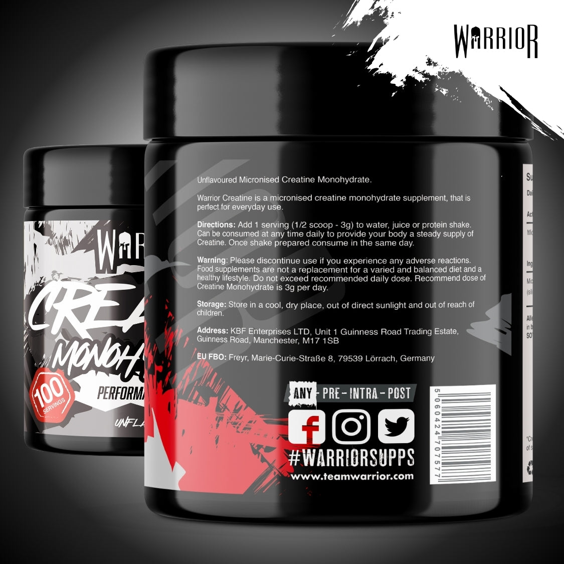 Warrior Creatine Monohydrate 300 g – creatina monoidrato micronizzata